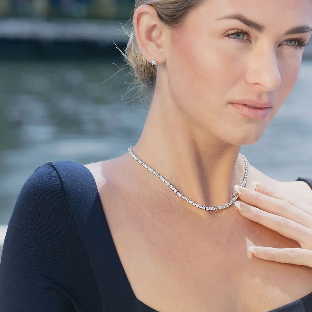 Iced Out Elegance: Single Row Cubic Zirconia Necklace for Men and Women