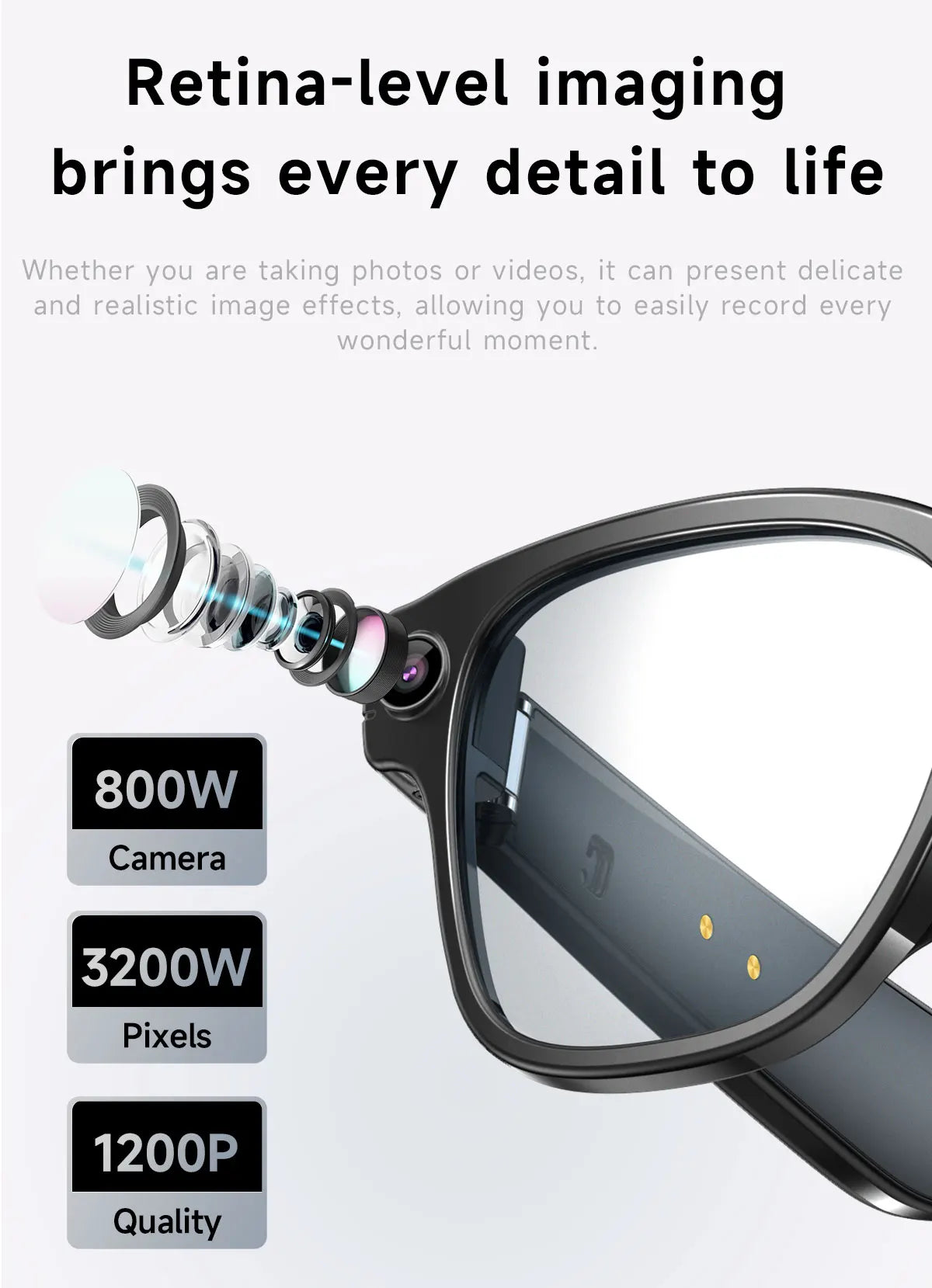 Visionary Audio Glasses: Smart Camera & Bluetooth Headset for Meetings & Travel
