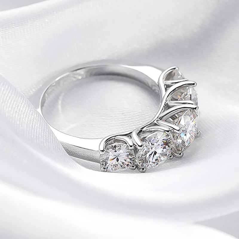 Stunning Elegance: Moissanite Five-Stone Wedding Band