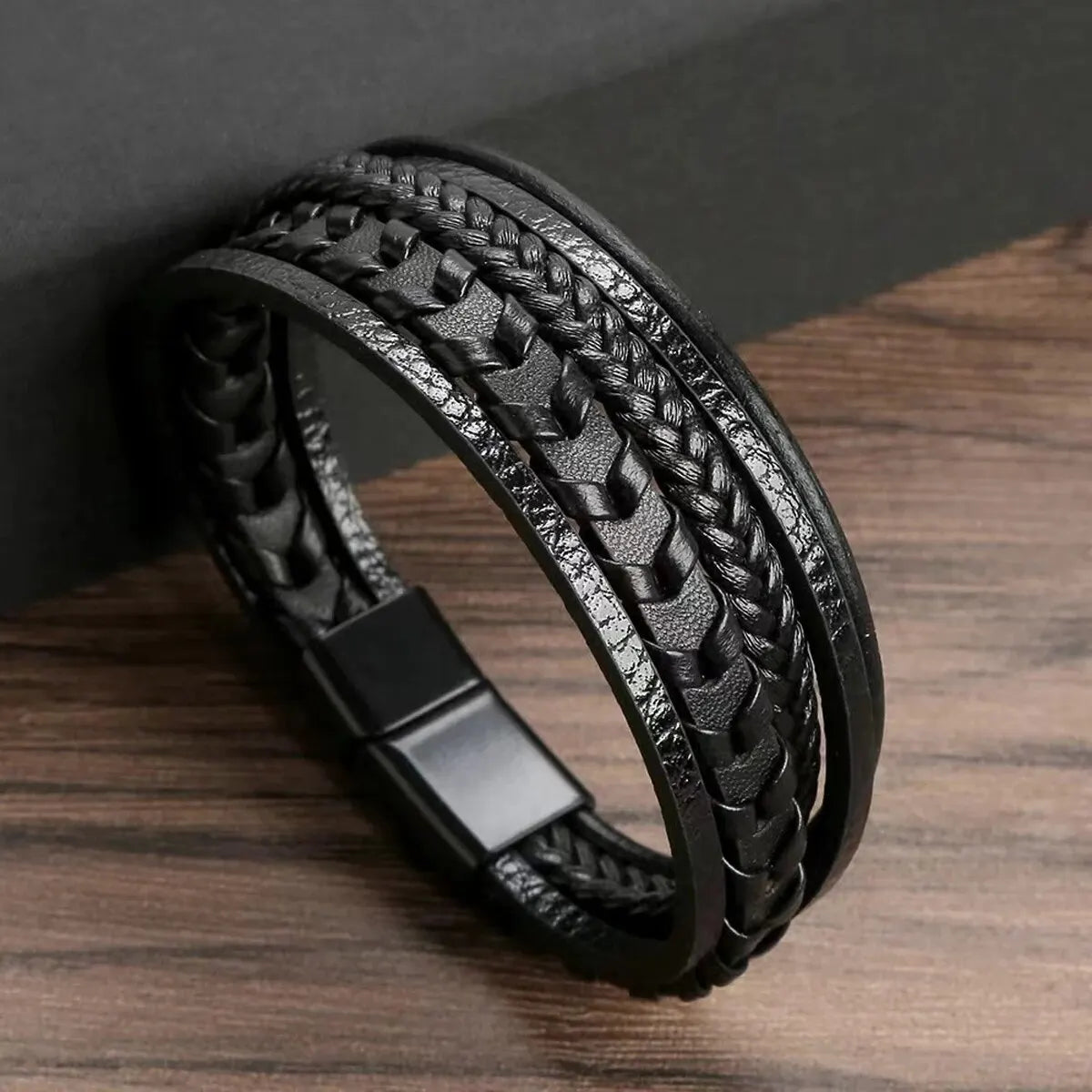 Multi-Layered Leather Bracelet: Vintage Style with Alloy Magnetic Buckle
