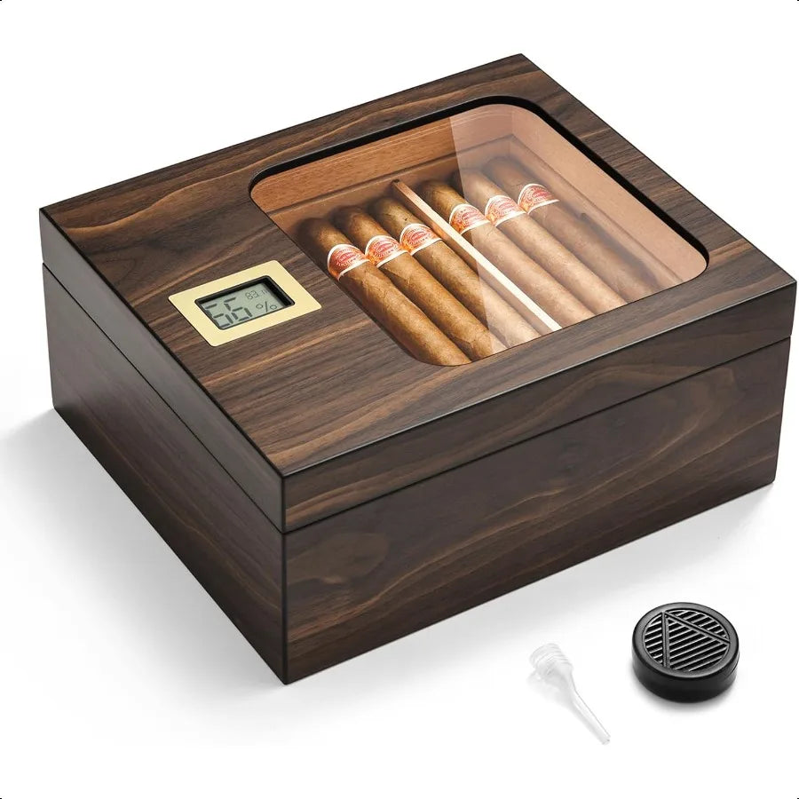 Luxury Cigar Experience: Stylish Humidor with Cedar Wood Tray and Dividers