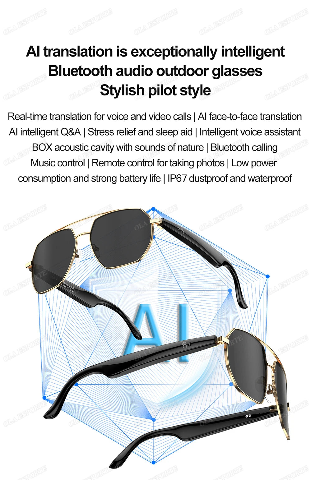 Sport Smart Glasses: AI Translation and Wireless Earphone Integration