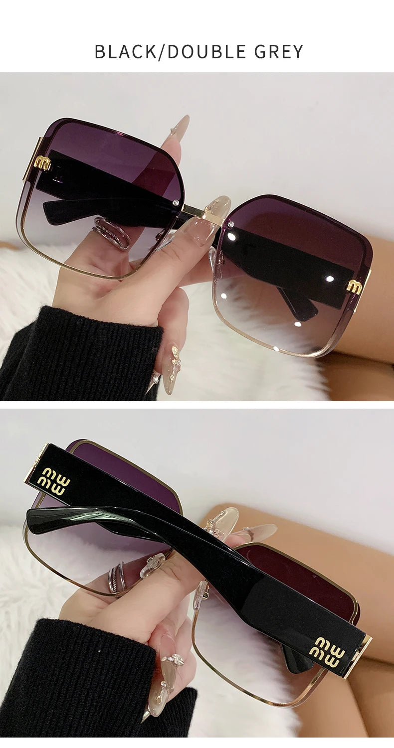 2025 Trend: Frameless Edge Cut M Letters Light Luxury Sunglasses