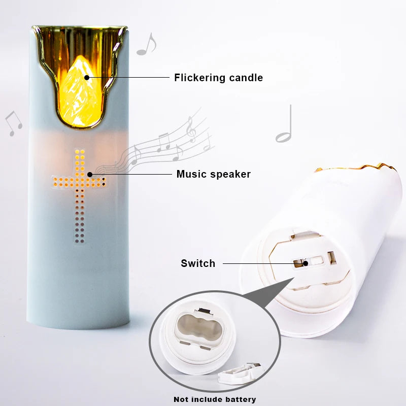 Flameless Prayer Candle: Musical LED Lamp for Serene Remembrance