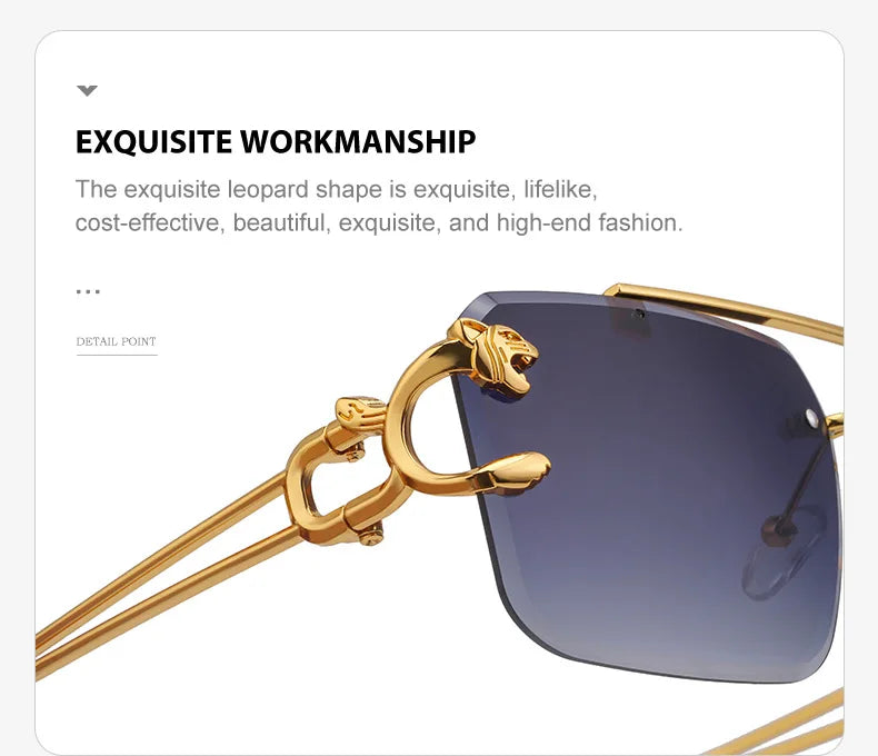 Unisex Leopard Rimless Sunglasses: Stylish Eye Protection with UV400 Lenses