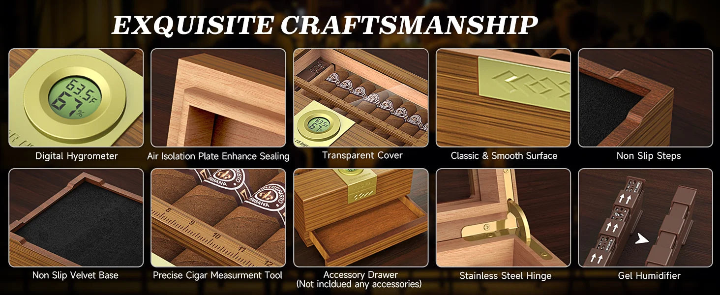 Cedar Cigar Box Humidor: Perfect Storage with Hygrometer and Divider