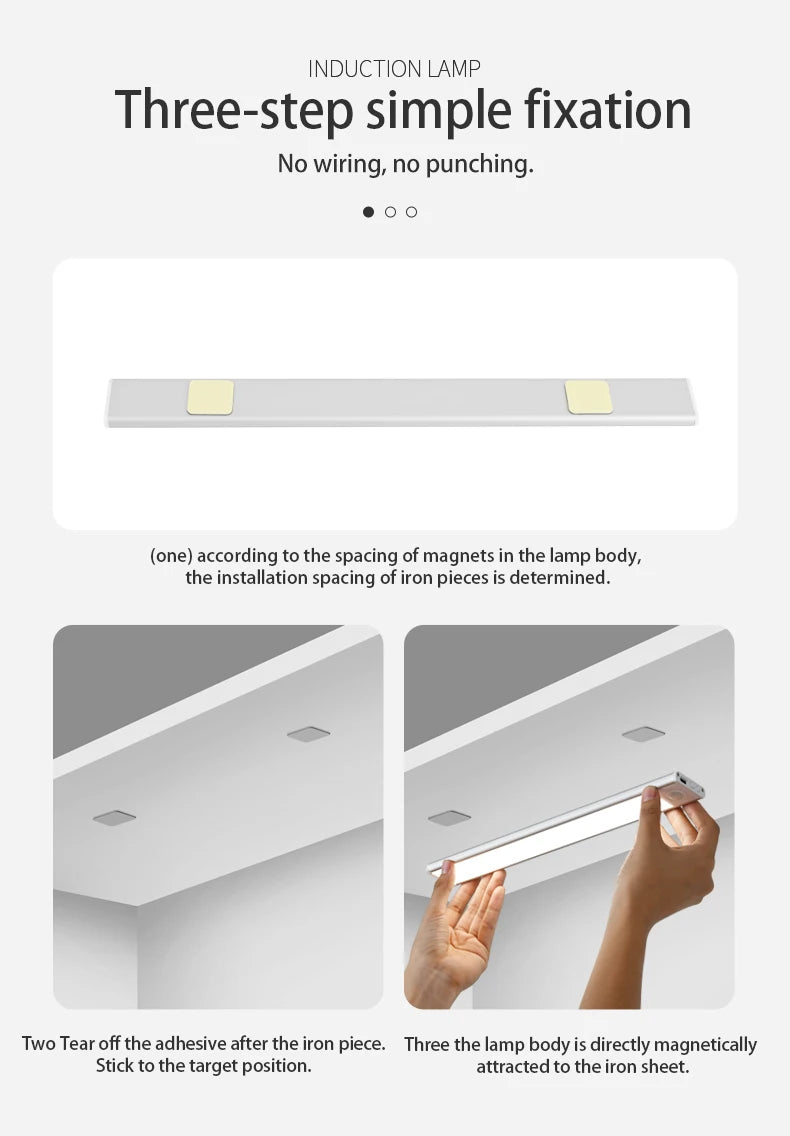 Three-in-One Motion Sensor LED Light: Ideal for Kitchen, Cabinet, and Bedroom Use
