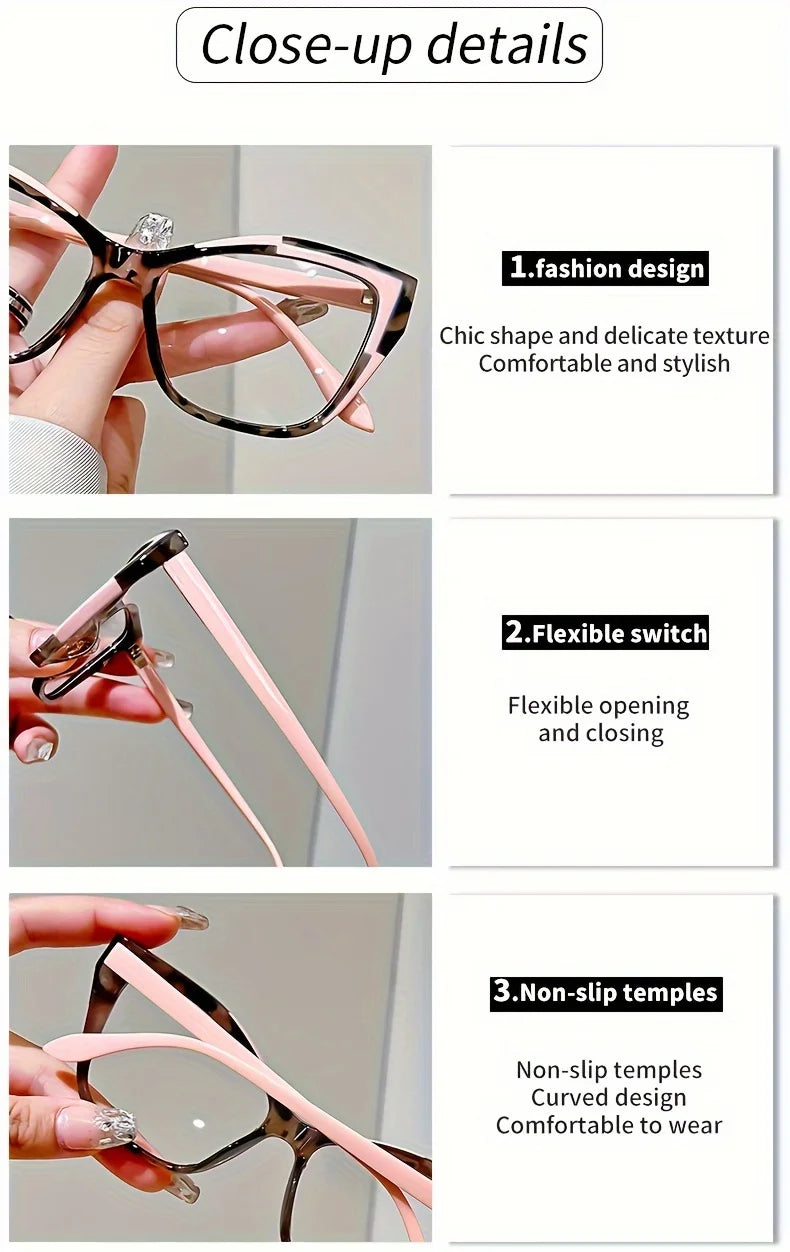 Fashionable Vision: Elegant Cat Eye Reading Glasses with Anti-Blue Light Features