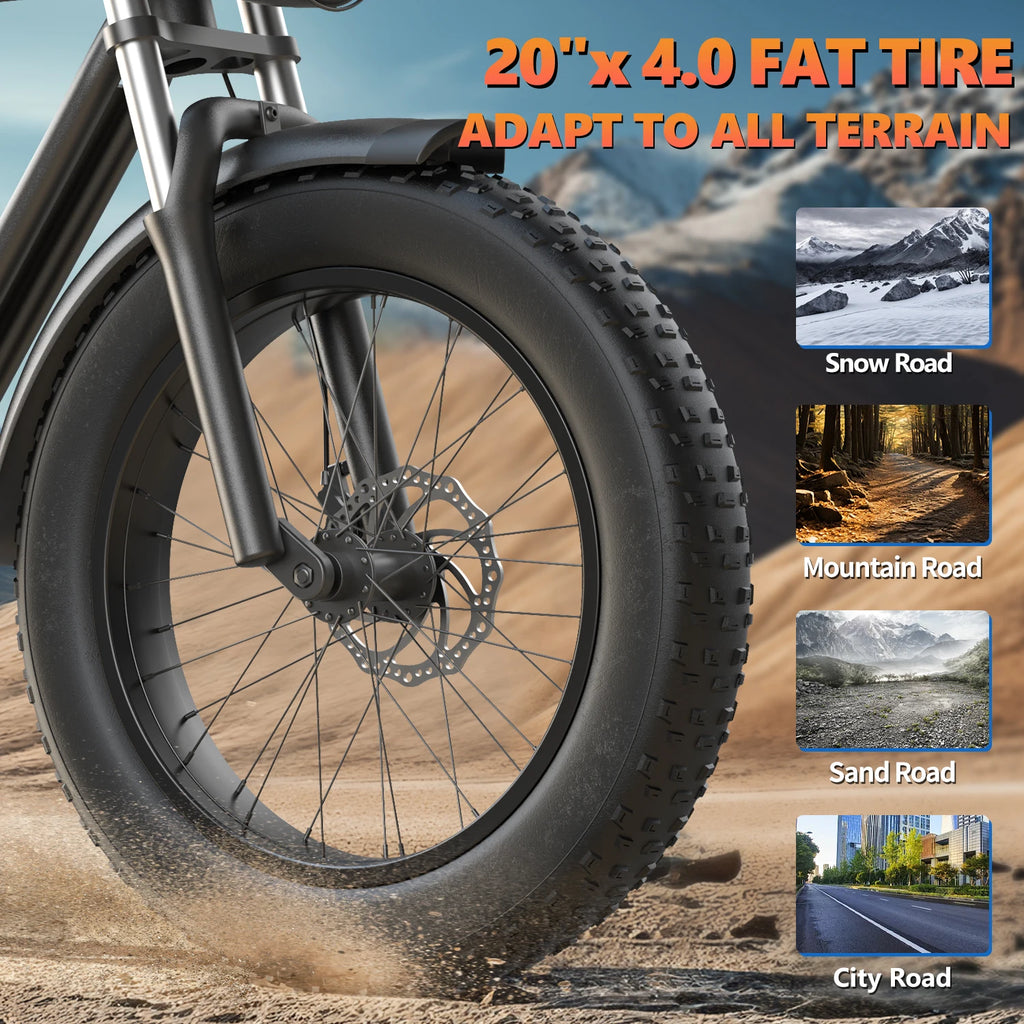 All-Terrain Fat Tire E-Bike: Unleash Your Outdoor Spirit with 20-Inch Wheels