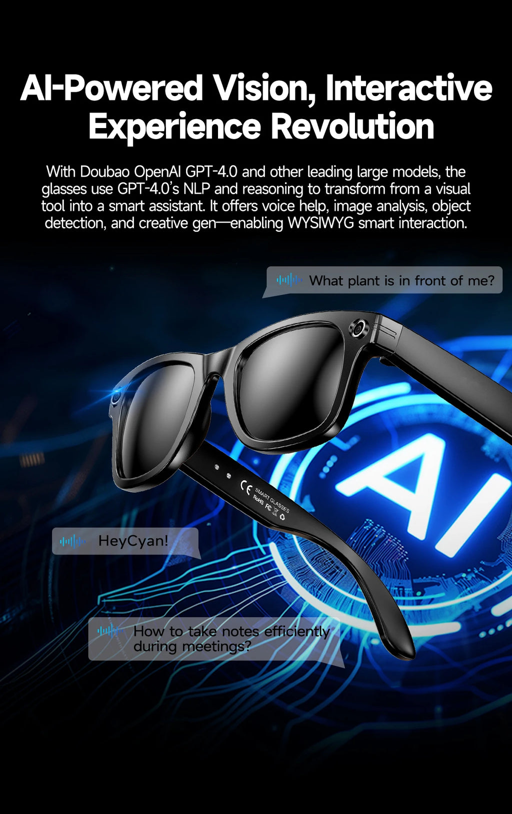Smart Camera Sunglasses: HD Recording and Voice-Controlled Translation