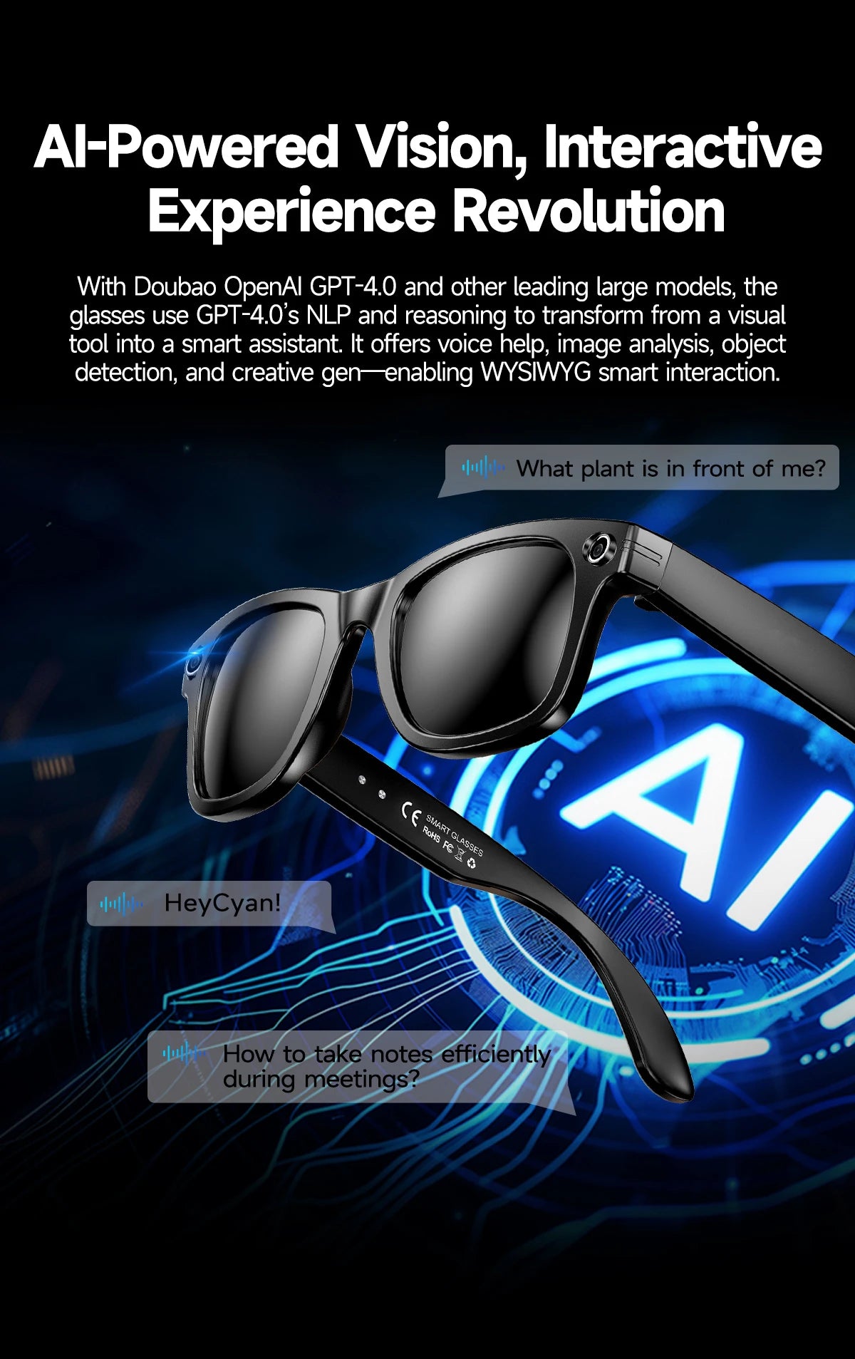Smart Camera Sunglasses: HD Recording and Voice-Controlled Translation