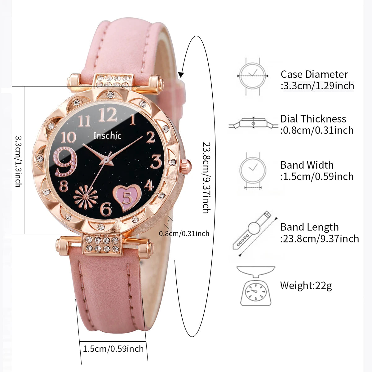 Fashionable Heart Dial Watch with Bracelets: Perfect for Playful Elegance