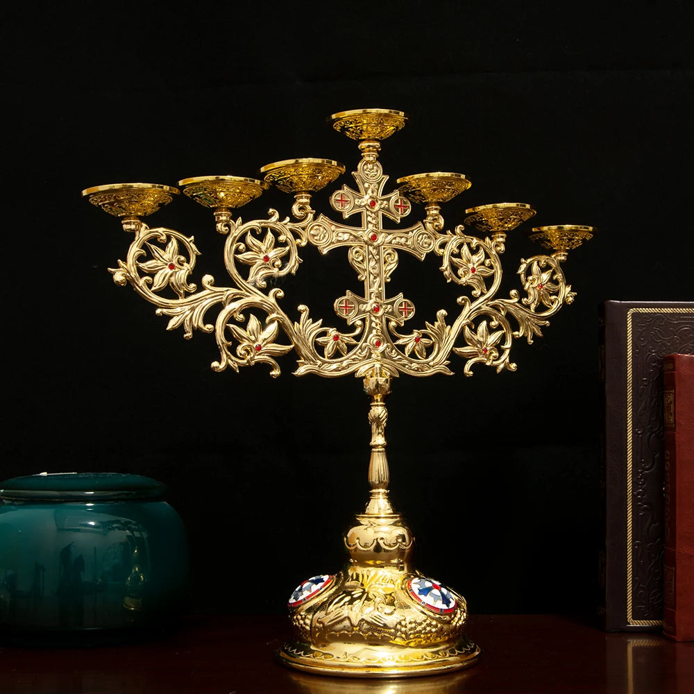 Elegant 7-Arm Candelabra: Vintage Design for Spiritual Ceremonies