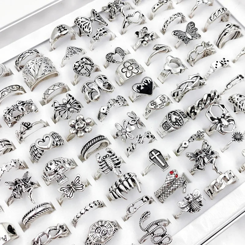 Edgy Fashion Jewelry: Unisex Punk Style Ring Set for Parties and Gifts