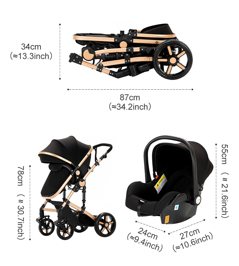 All-in-One Baby Travel System: Stroller with Raincover for Newborns