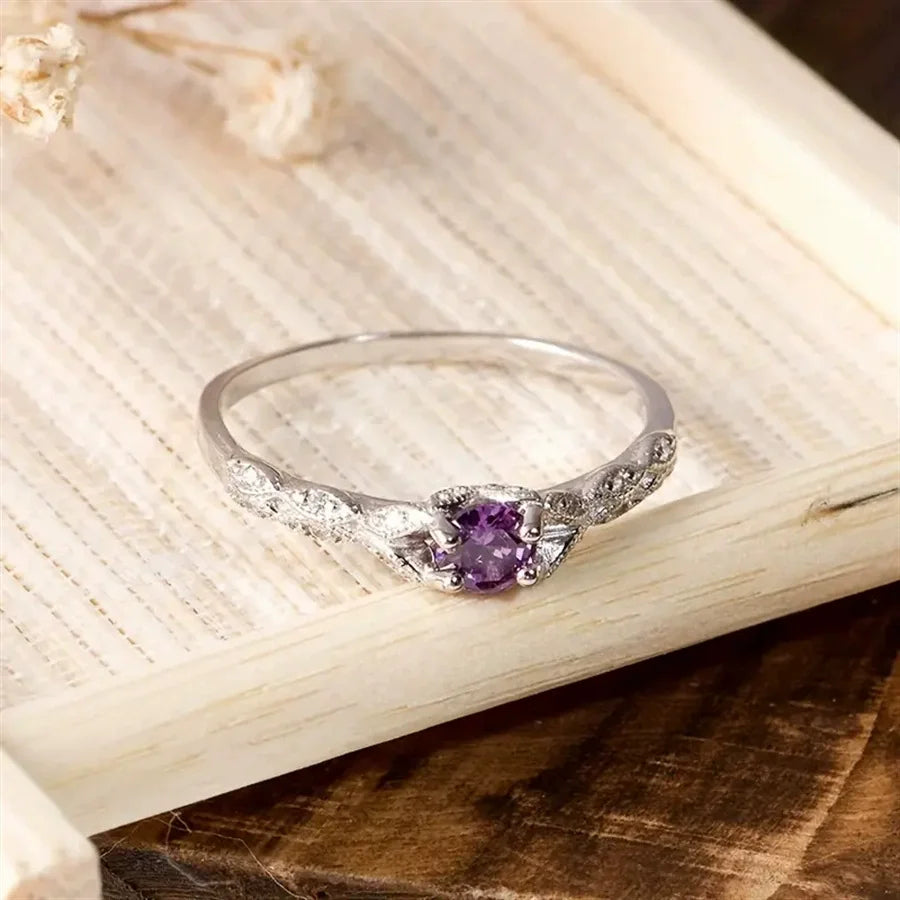 Mystic Elegance: Enigmatic Amethyst Zirconia Women's Ring