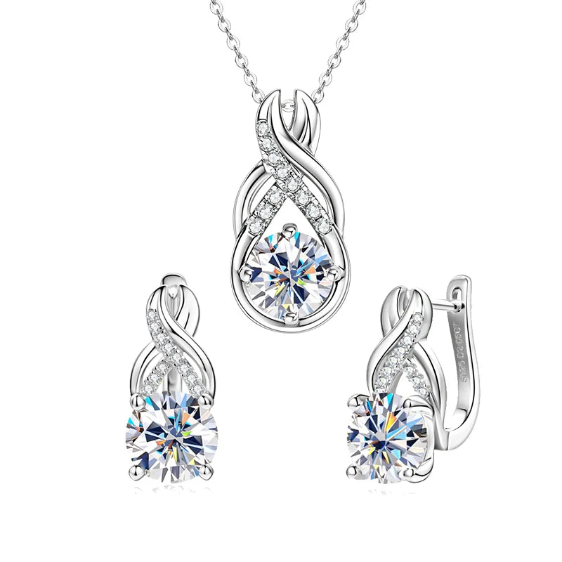 Classic Charm: Dazzling Moissanite Pendant and Hoop Set for Her