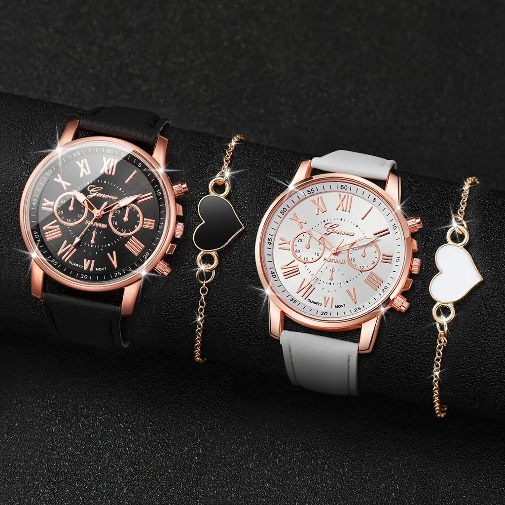 Stylish Wristwear Ensemble: 5/6-Piece Analog Watch and Jewelry Set for Women