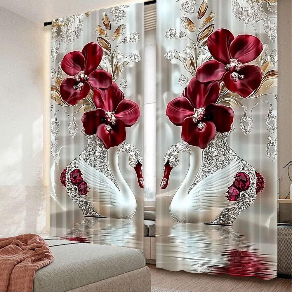 Sophisticated Floral and Swan Curtains: Enhance Your Bedroom and Living Space