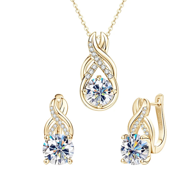 Classic Charm: Dazzling Moissanite Pendant and Hoop Set for Her