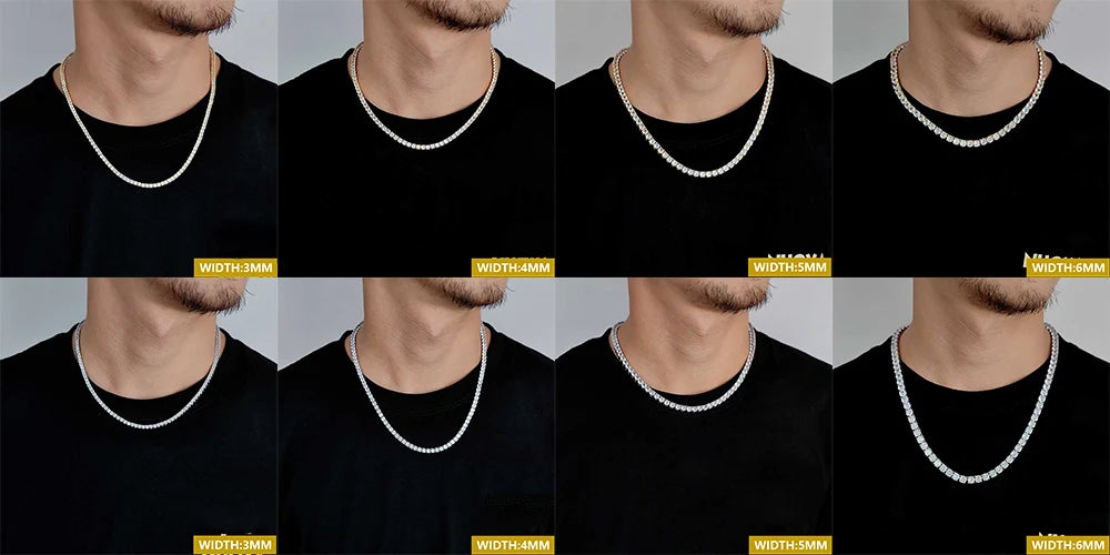 Iced Out Elegance: Single Row Cubic Zirconia Necklace for Men and Women