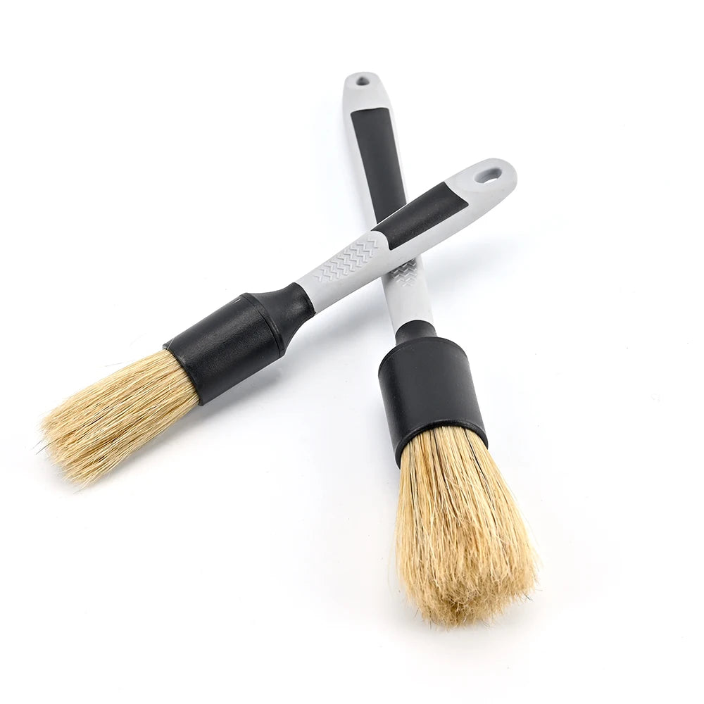 DetailPro Boar Hair Brush Set: Ultra Soft Brushes for Precision Car Cleaning