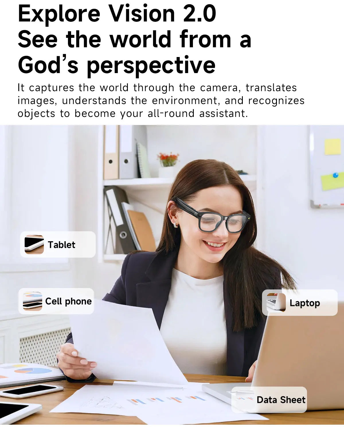 Visionary Audio Glasses: Smart Camera & Bluetooth Headset for Meetings & Travel