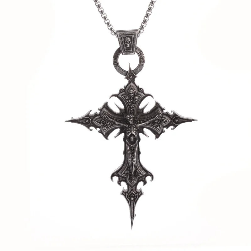 Punk Skull Cross Necklace: Embrace Your Faith with Edge