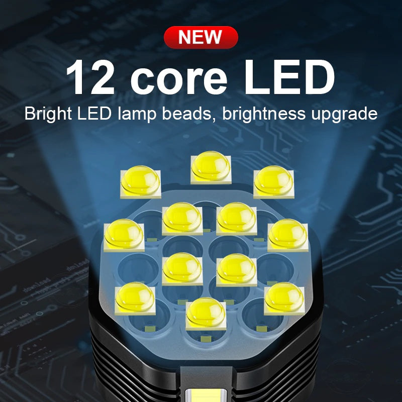 Potente linterna de 12 LED: luz de emergencia versátil para cualquier situación