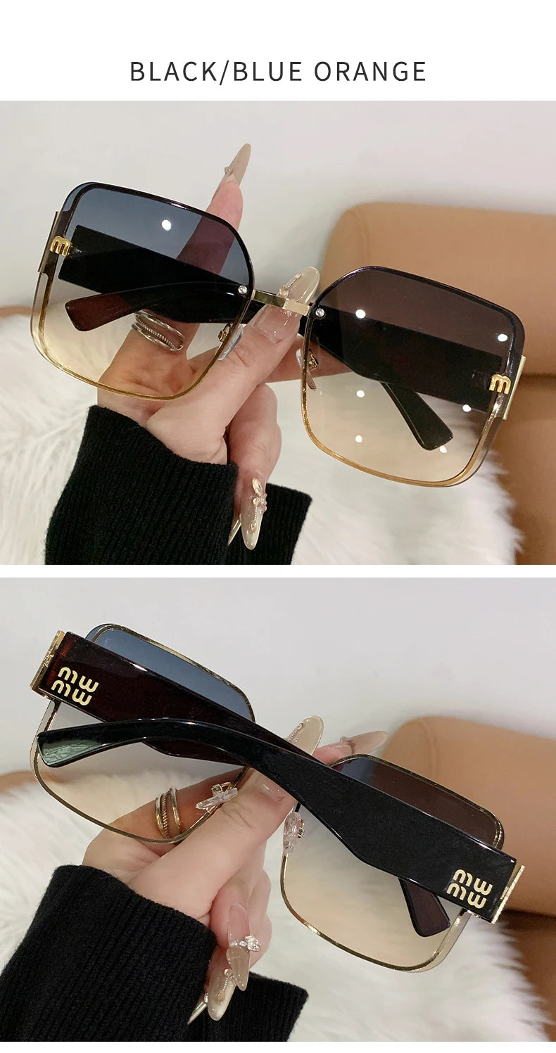 2025 Trend: Frameless Edge Cut M Letters Light Luxury Sunglasses