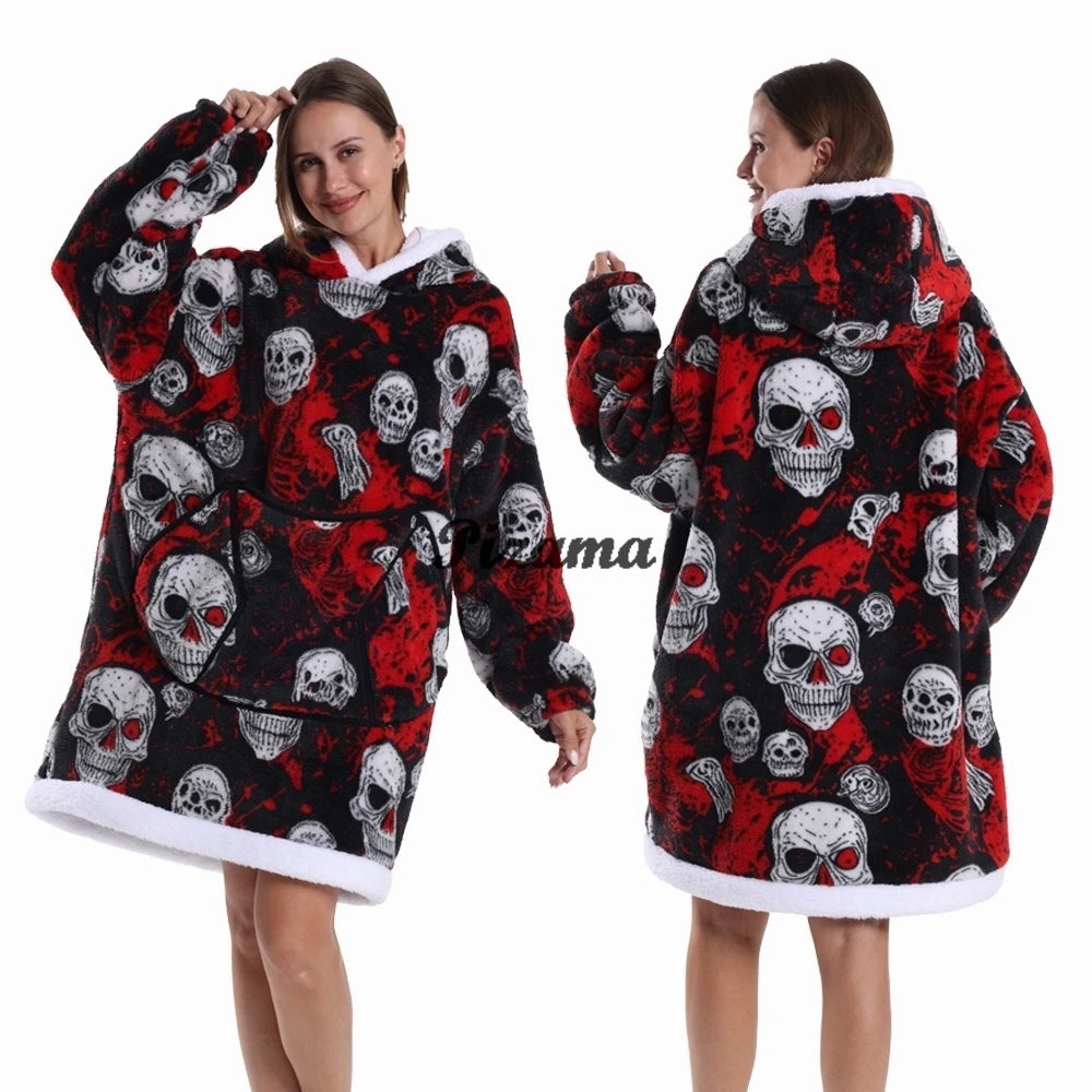 Oversized Wearable TV Blanket: Cozy Full Sleeve Sweatshirt for Halloween and Christmas