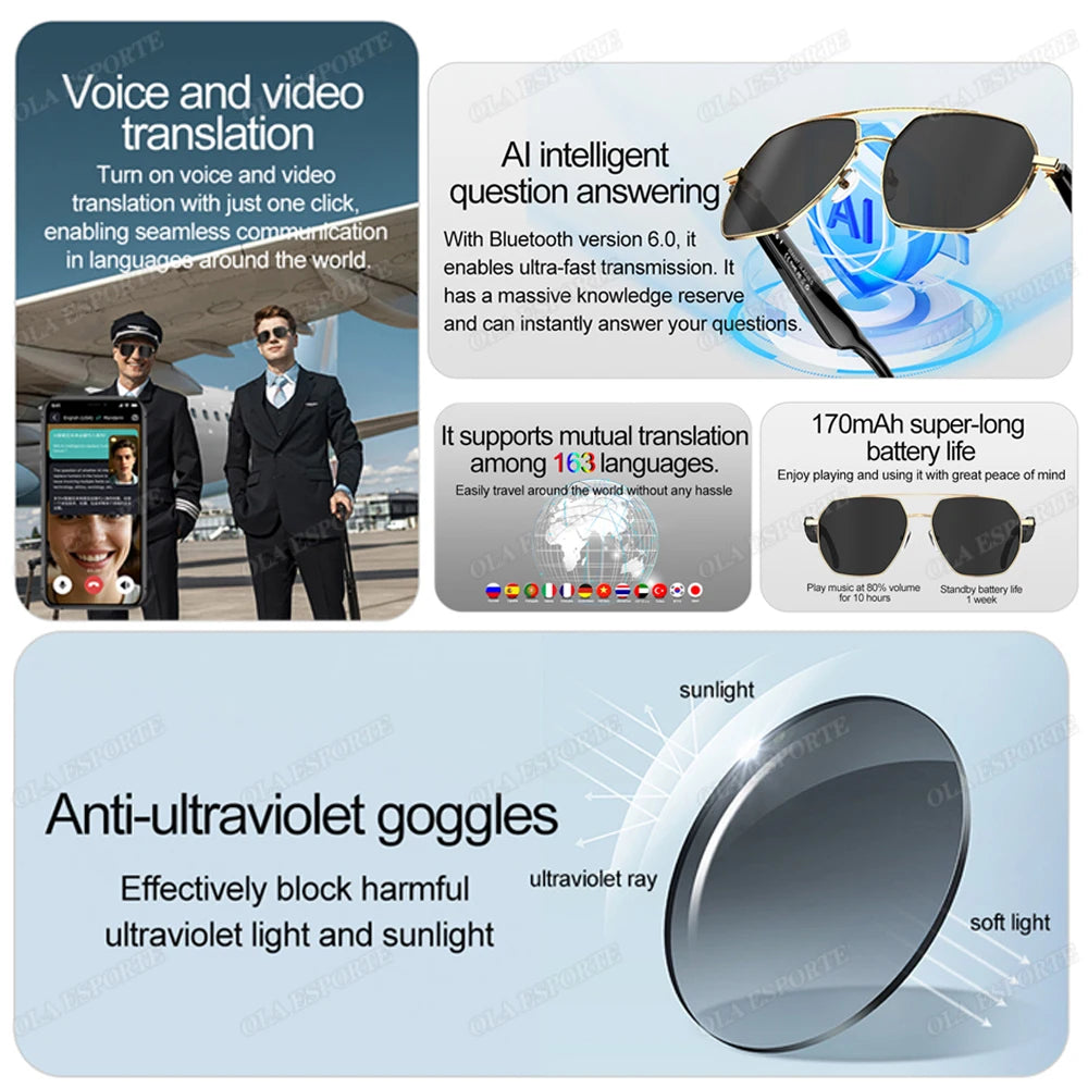 Sport Smart Glasses: AI Translation and Wireless Earphone Integration