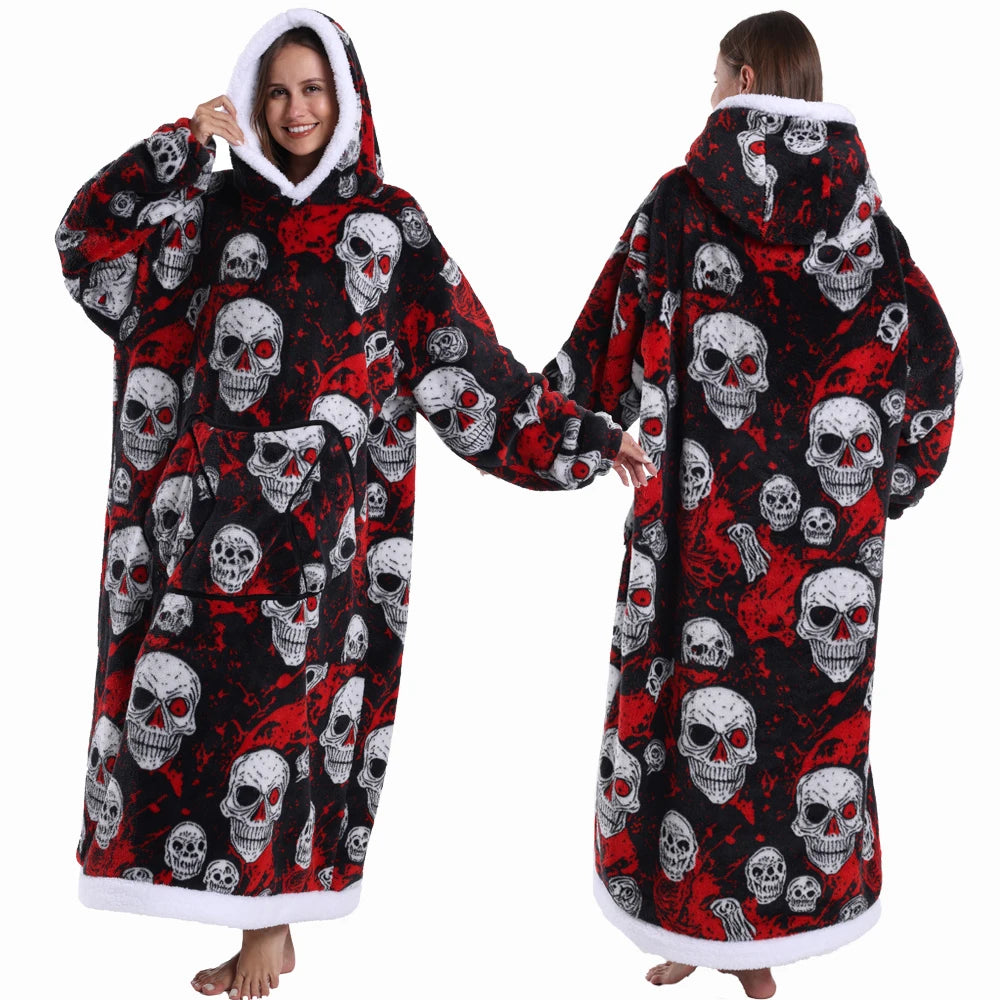 Wearable Sherpa Blanket Hoodie: Perfect for Halloween and Holiday Comfort