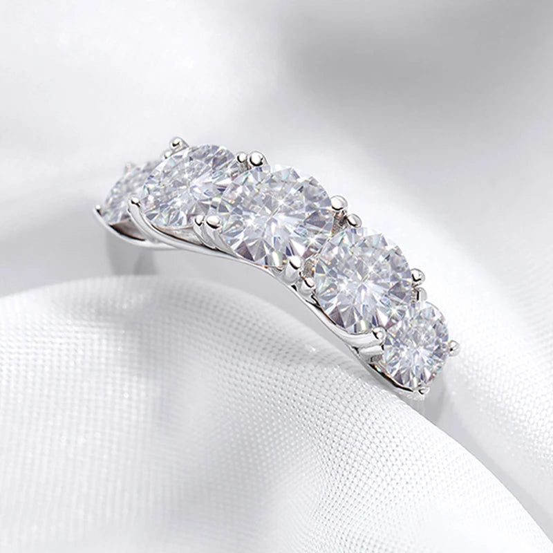 Stunning Elegance: Moissanite Five-Stone Wedding Band