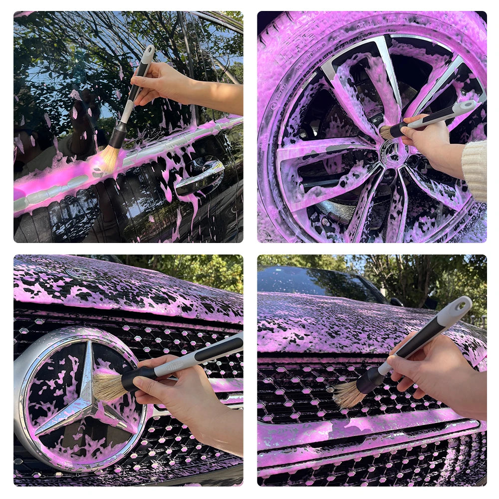 DetailPro Boar Hair Brush Set: Ultra Soft Brushes for Precision Car Cleaning
