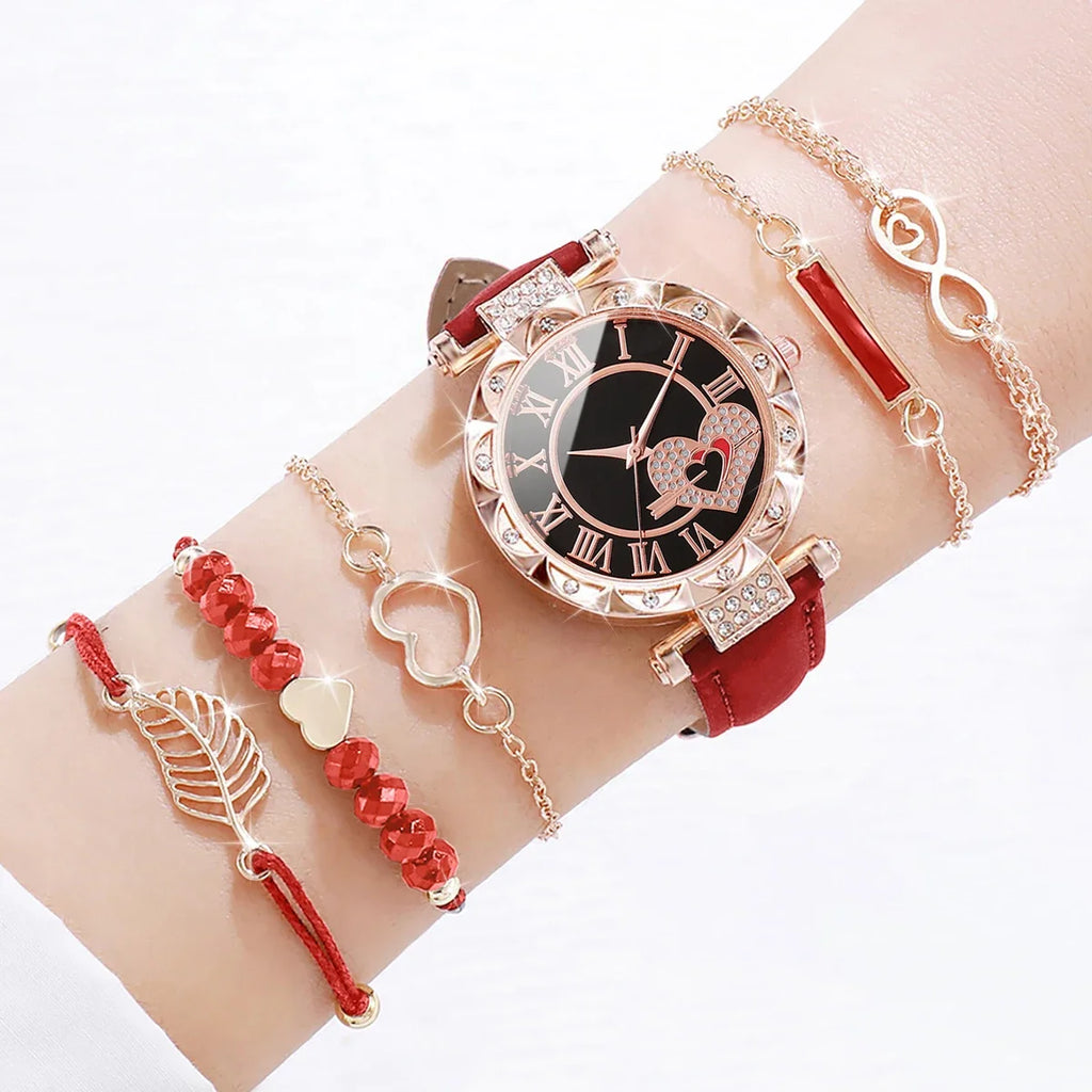 Charming Women's Watch & Bracelet Ensemble: Perfect for Every Occasion