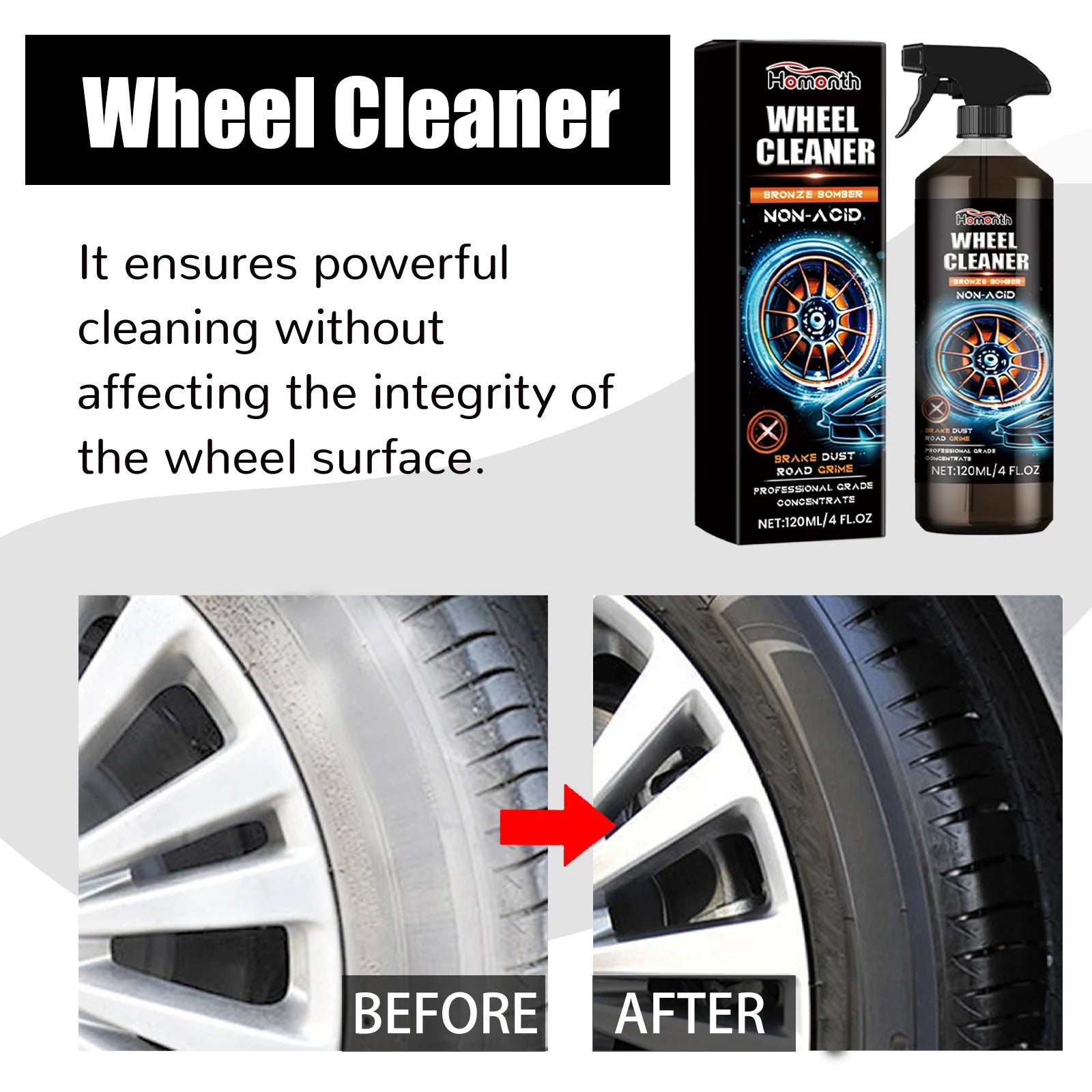 Car Wheel Cleaner Spray: 120ml Tyre Polish for Dirt Removal and Maintenance