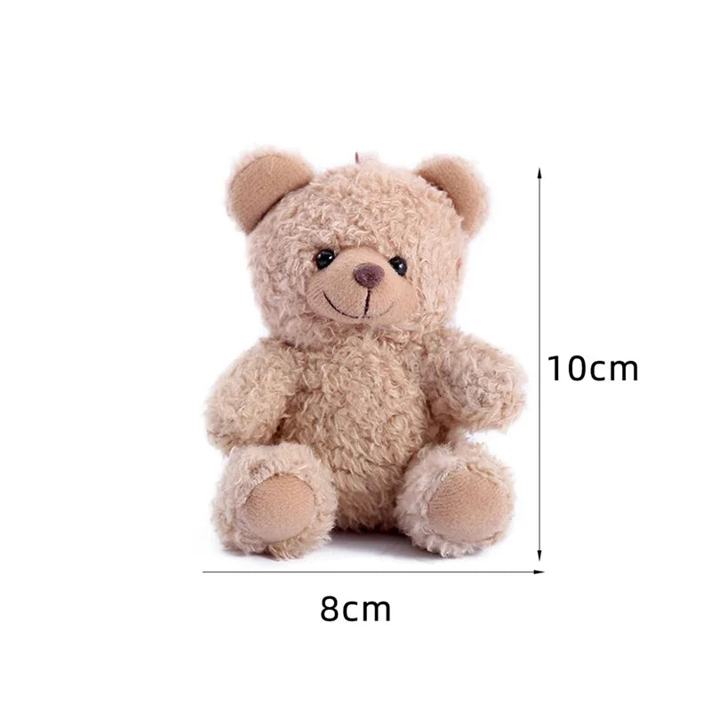 1PCS 10CM Seat Bear Roll Plush Toys Cartoon Mini Bear Doll Stuffed Animal Bag Car Keychain Pendant Doll 4 Colors Available