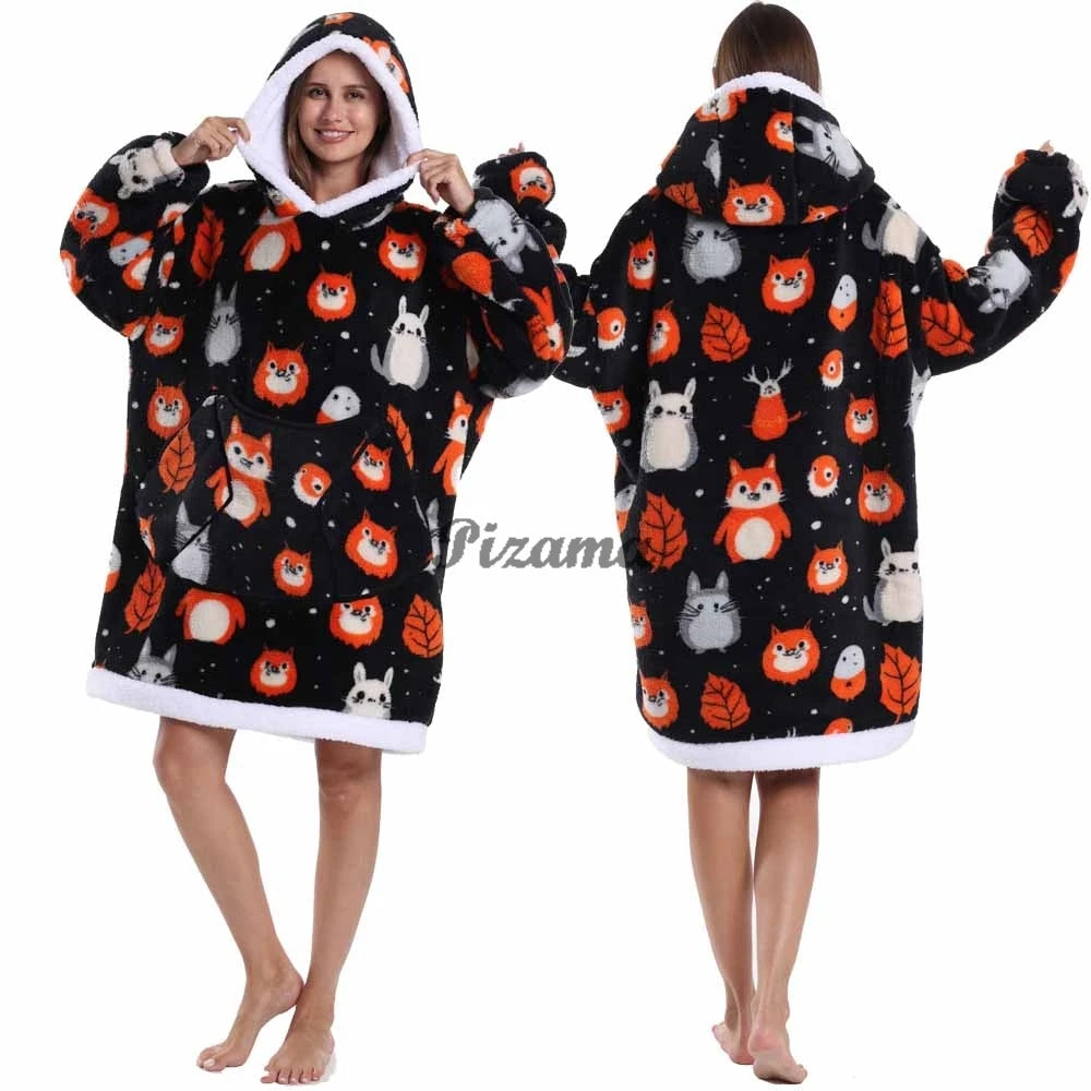 Oversized Wearable TV Blanket: Cozy Full Sleeve Sweatshirt for Halloween and Christmas