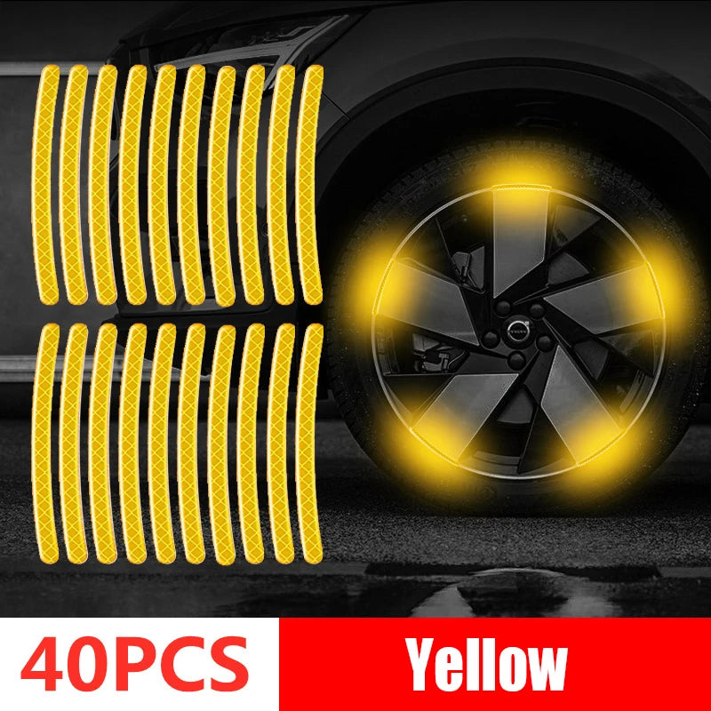40Pcs Colorful Reflective Wheel Strips: Stylish Hub Stickers for Cars and Motorcycles