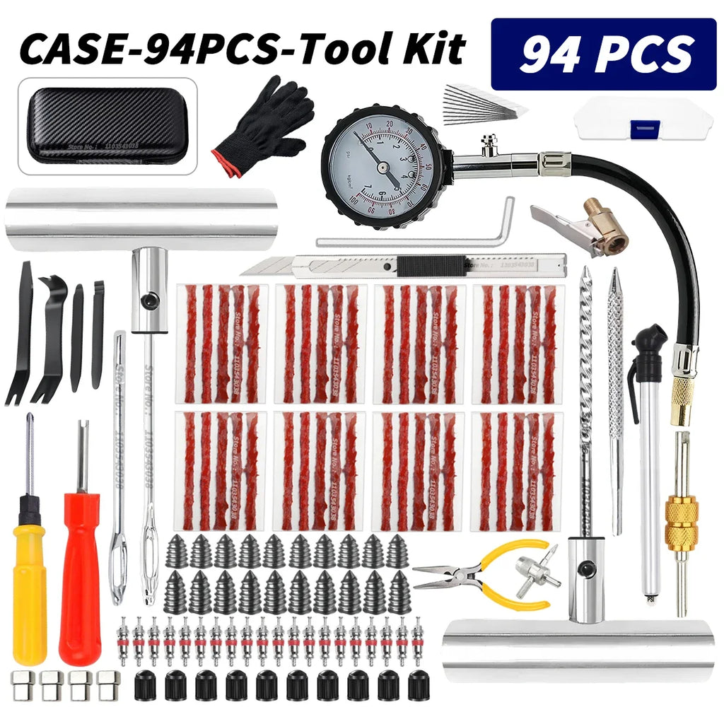 Car Tire Repair Kit Puncture Plug Tools Tyre Puncture Emergency for Universal Tire Strips Stiring Glue Repair Tool Kit