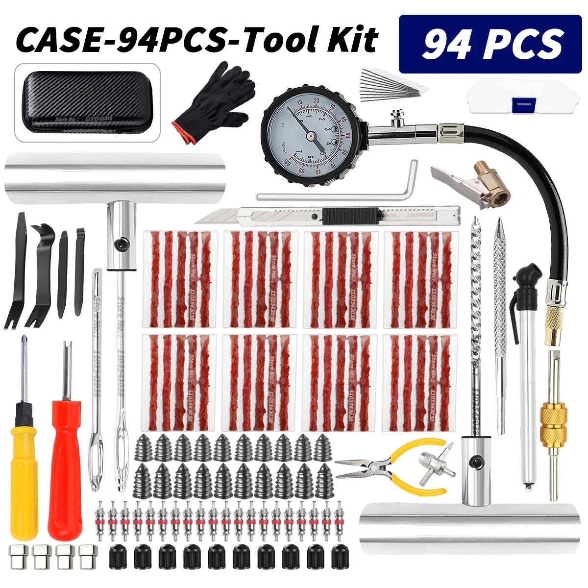Car Tire Repair Kit Puncture Plug Tools Tyre Puncture Emergency for Universal Tire Strips Stiring Glue Repair Tool Kit