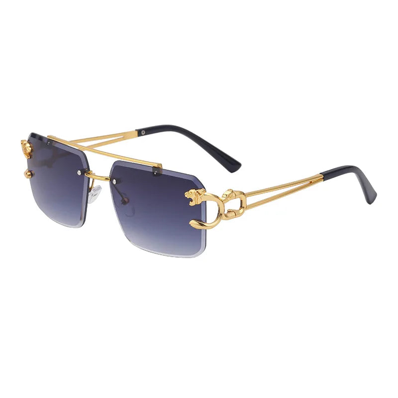 Unisex Leopard Rimless Sunglasses: Stylish Eye Protection with UV400 Lenses