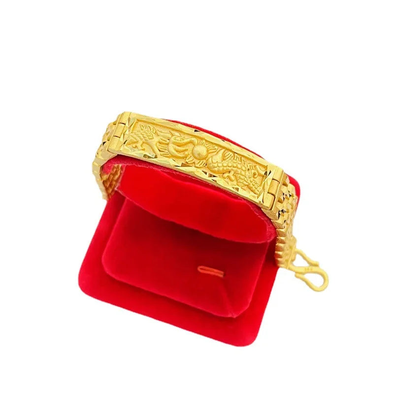 Mythical Elegance: 24K Gold Dragon and Phoenix Bracelet