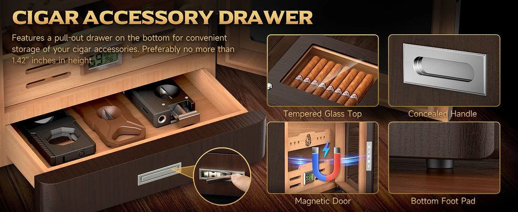 Elegant Desktop Humidor with Lighting: Ideal for Up to 100 Cigars