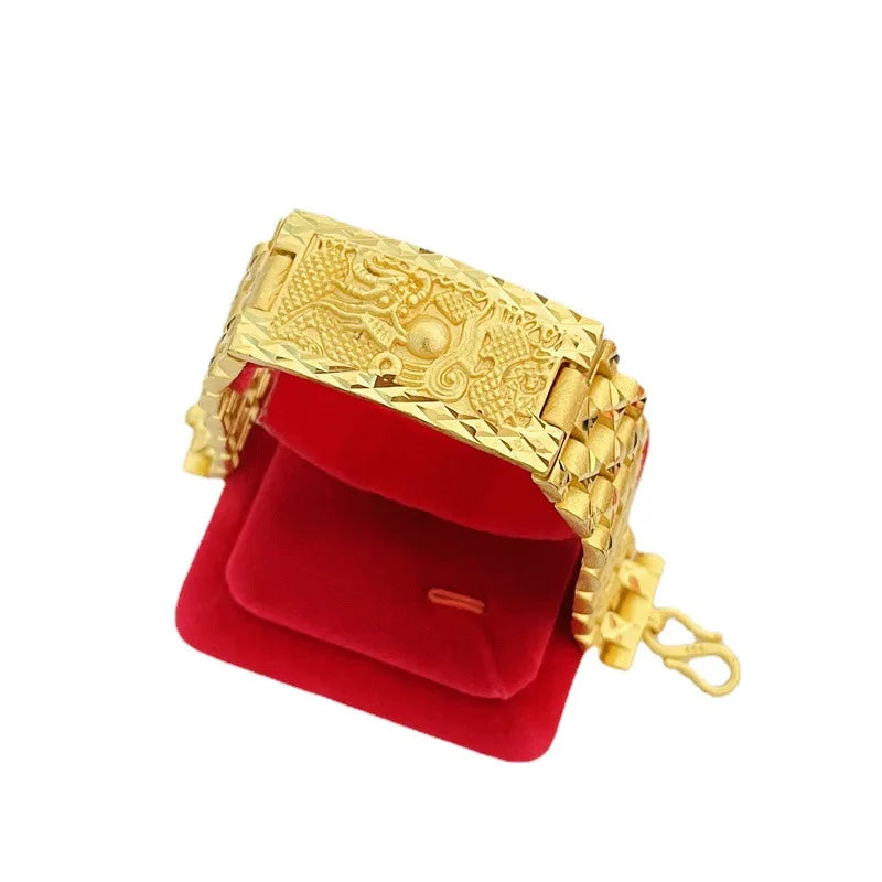 Mythical Elegance: 24K Gold Dragon and Phoenix Bracelet