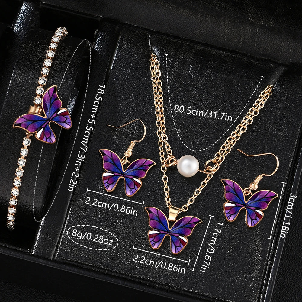 Glamorous Gift Ensemble: 5-Piece Purple Women’s Watch and Accessory Set