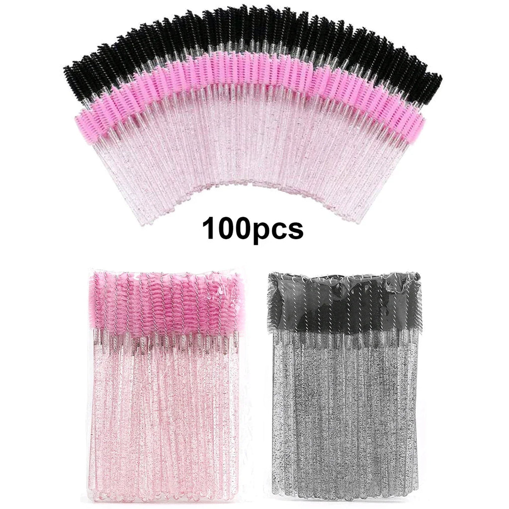 100-Piece Disposable Eyelash Brushes: Perfect for Extensions and Mascara