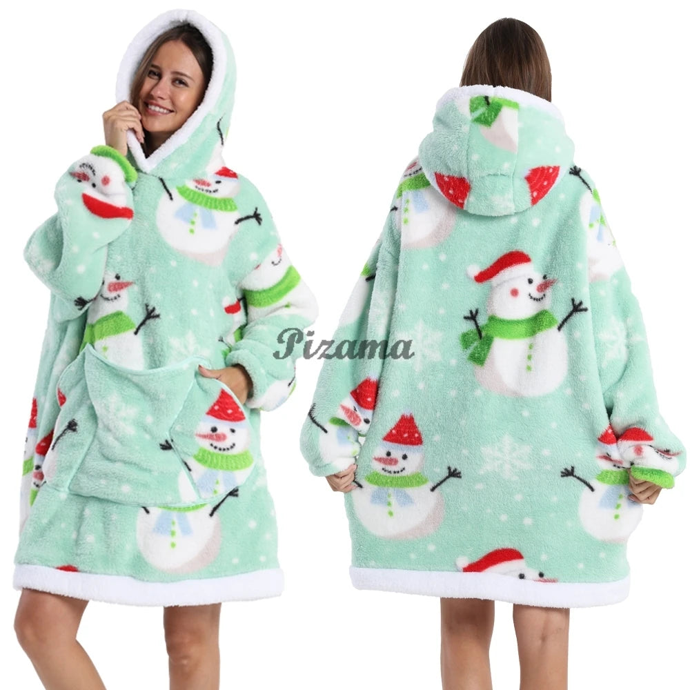 Oversized Wearable TV Blanket: Cozy Full Sleeve Sweatshirt for Halloween and Christmas