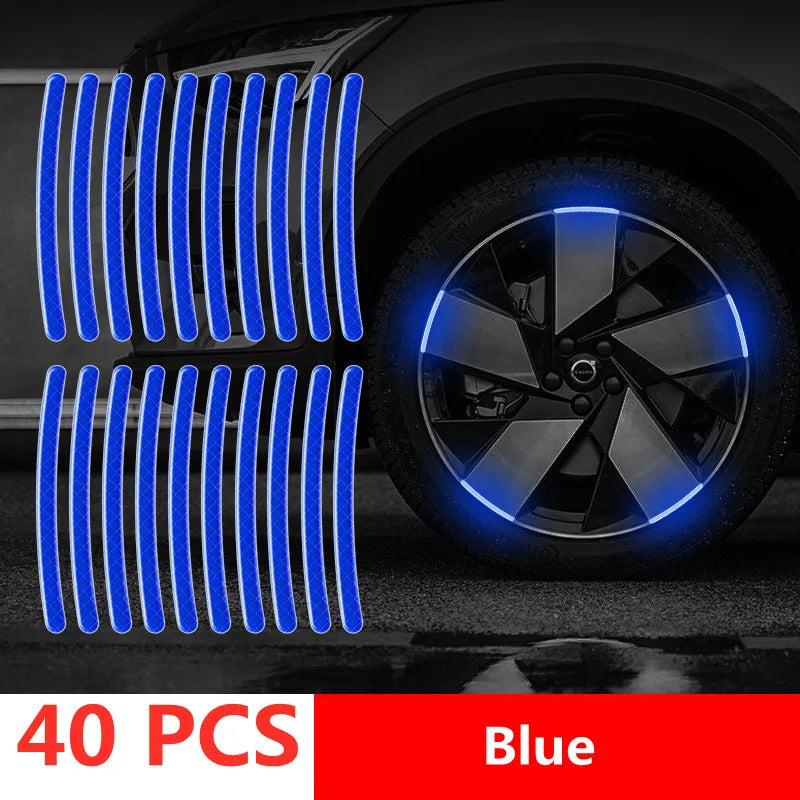 40Pcs Colorful Reflective Wheel Strips: Stylish Hub Stickers for Cars and Motorcycles